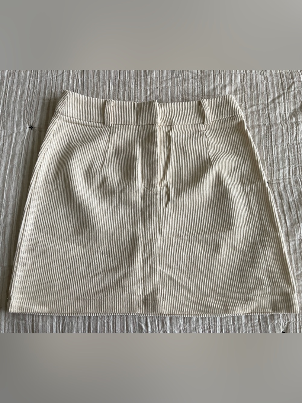 Nasty Gal Cream Ribbed Mini Skirt